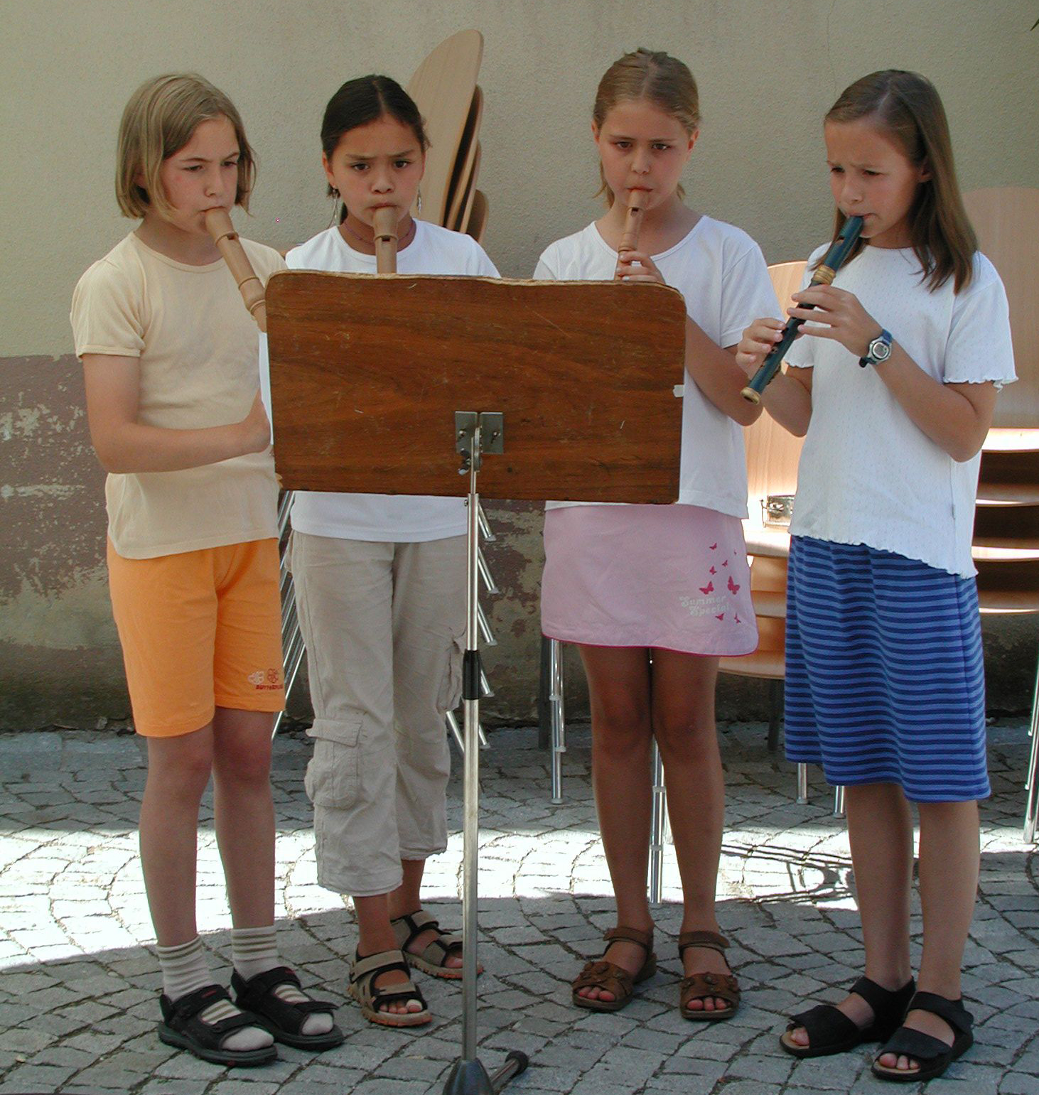 Open-air Konzert mit dem Blockflötenquartett.